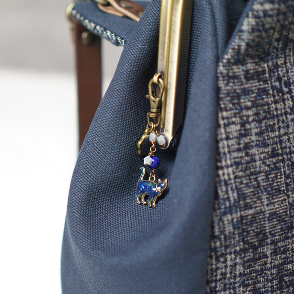 【受注制作】スピカ アズネコがま口バッグ【夜空】 3枚目の画像