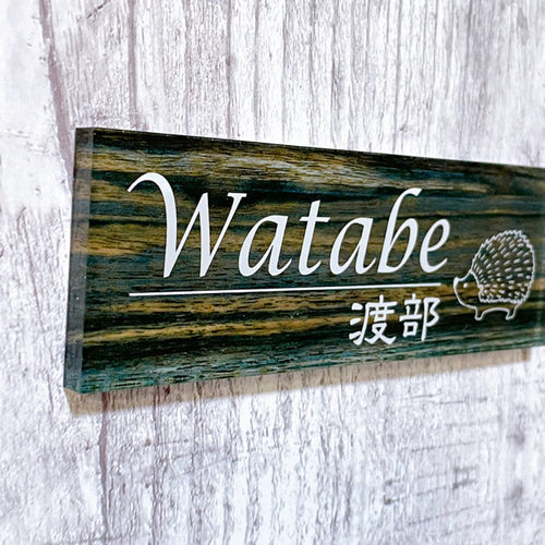 *miwa*さま専用＊ミントグリーン背景・黒文字 リボンイラスト付きアクリル表札 miwa*さま専用＊ミントグリーン背景・黒文字 リボンイラスト付き