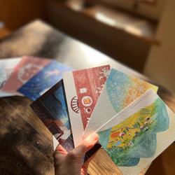 ポストカード】5枚セット 第一集 抽象画 線画 アート インテリアに