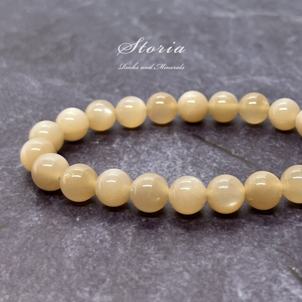幸福を呼び込む石 タンザニア産 ピーチムーンストーン8mm玉 ブレスレット