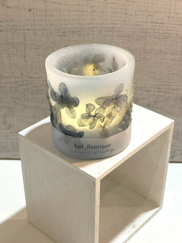 Botanical flower candle人気の青アジサイ再販最終‼︎ LEDティーライトキャンドル付き 送料無料 5枚目の画像