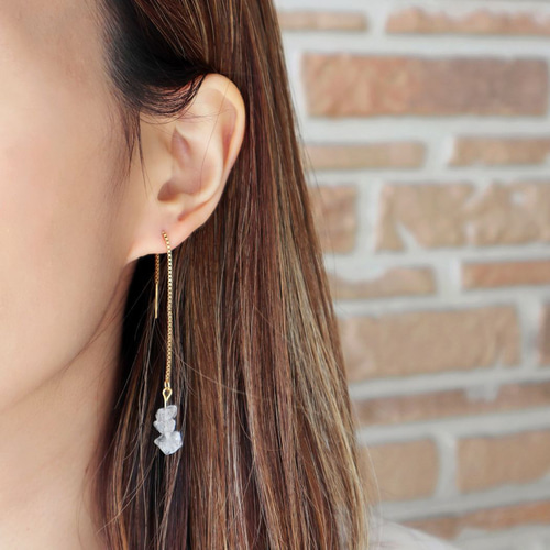 天然石 アメリカンピアス 水晶 クリスタル ステンレス ベネチアン