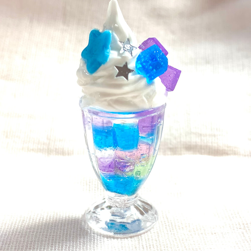 ☆ミニチュアクリームソーダパフェ3個セット (受注生産) 粘土 樹脂粘土