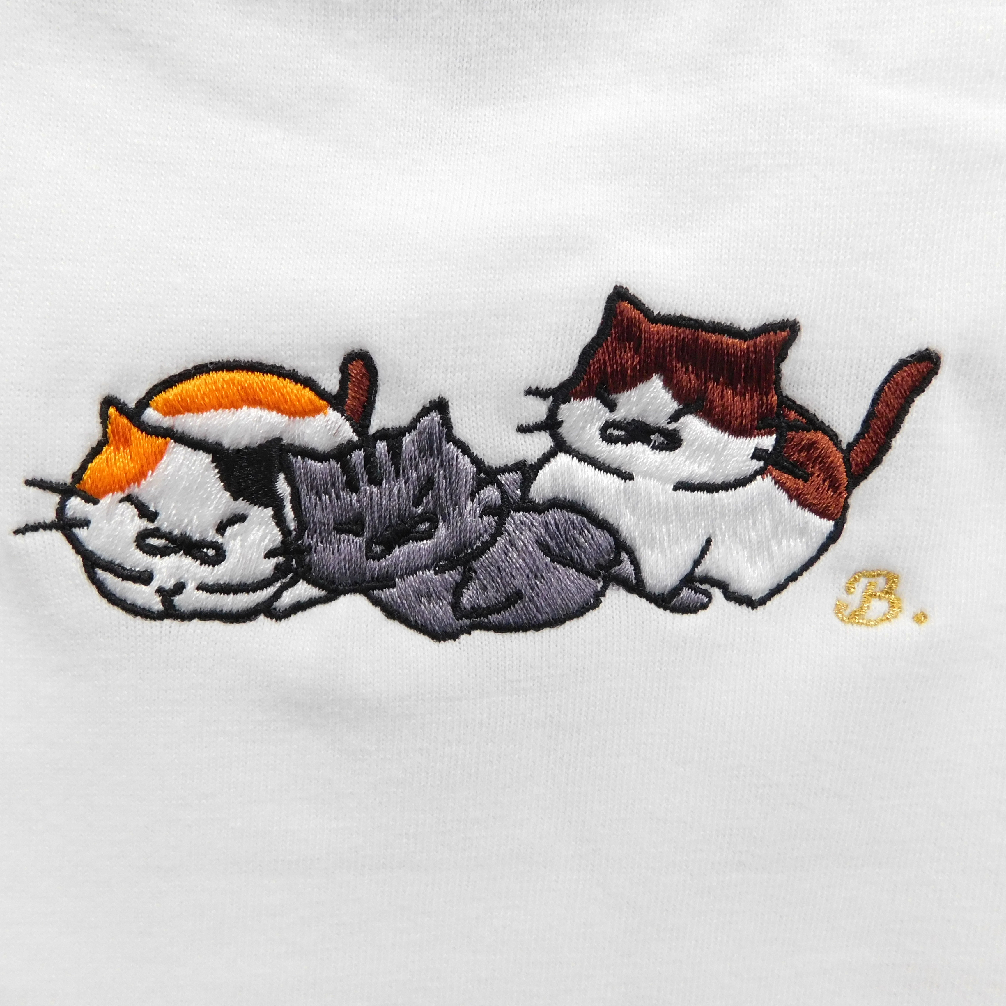 名入れ tシャツ 刺繍 3D刺繍 黒ネコ 名入れ tシャツ 3D刺繍 ロンT 黒ネコ