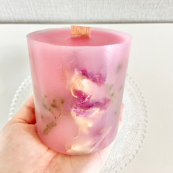 大人ピンク ボタニカルキャンドル♡°+ 木製芯 キャンドル・キャンドル