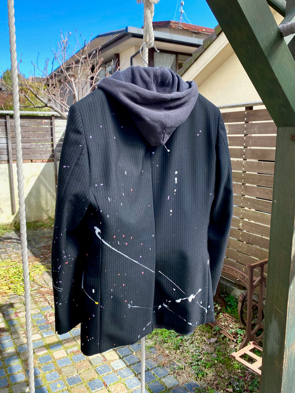 テーラードジャケット ペインティング ペンキ 黒 ブラック【受注生産】 