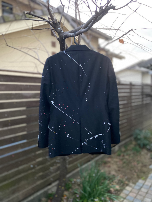 テーラードジャケット ペインティング ペンキ 黒 ブラック【受注生産】 