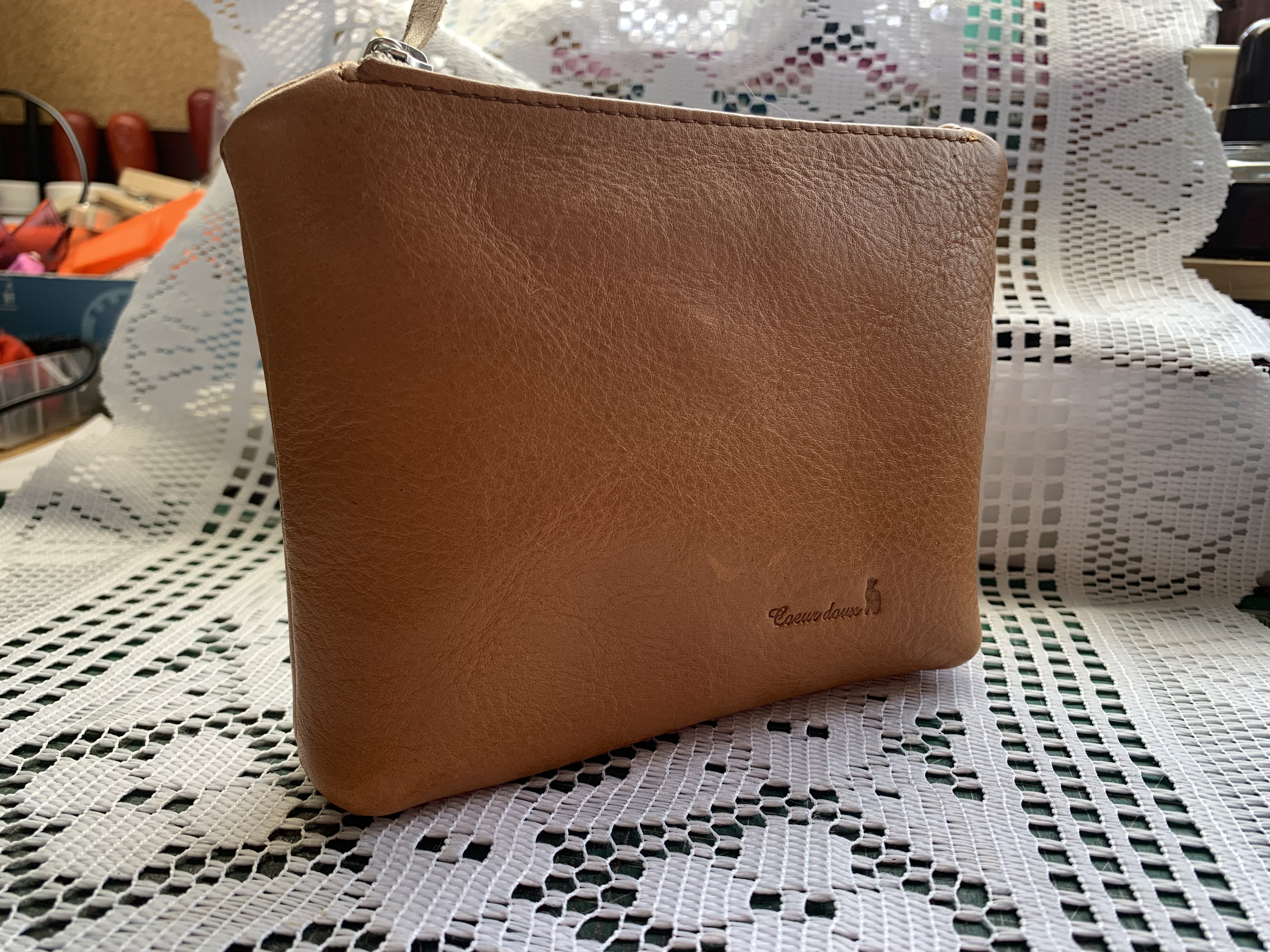 牛革ポーチ　キャメル