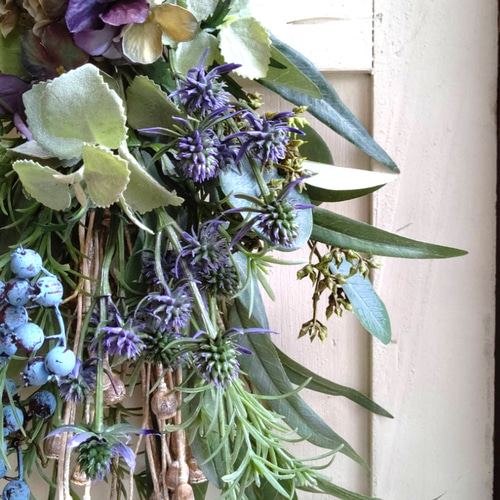 ユーカリ&ブルーベリーのナチュラルスワッグ／アーティフィシャル