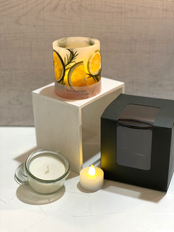 Botanical candle(オレンジ&ティーツリー) LEDティーライトキャンドル付き 送料無料 7枚目の画像