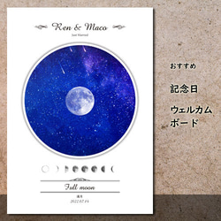 【名入れ】月の満ち欠けポスター　／命名書・誕生日、出産祝い、 記念日、ウェルカムボード 5枚目の画像