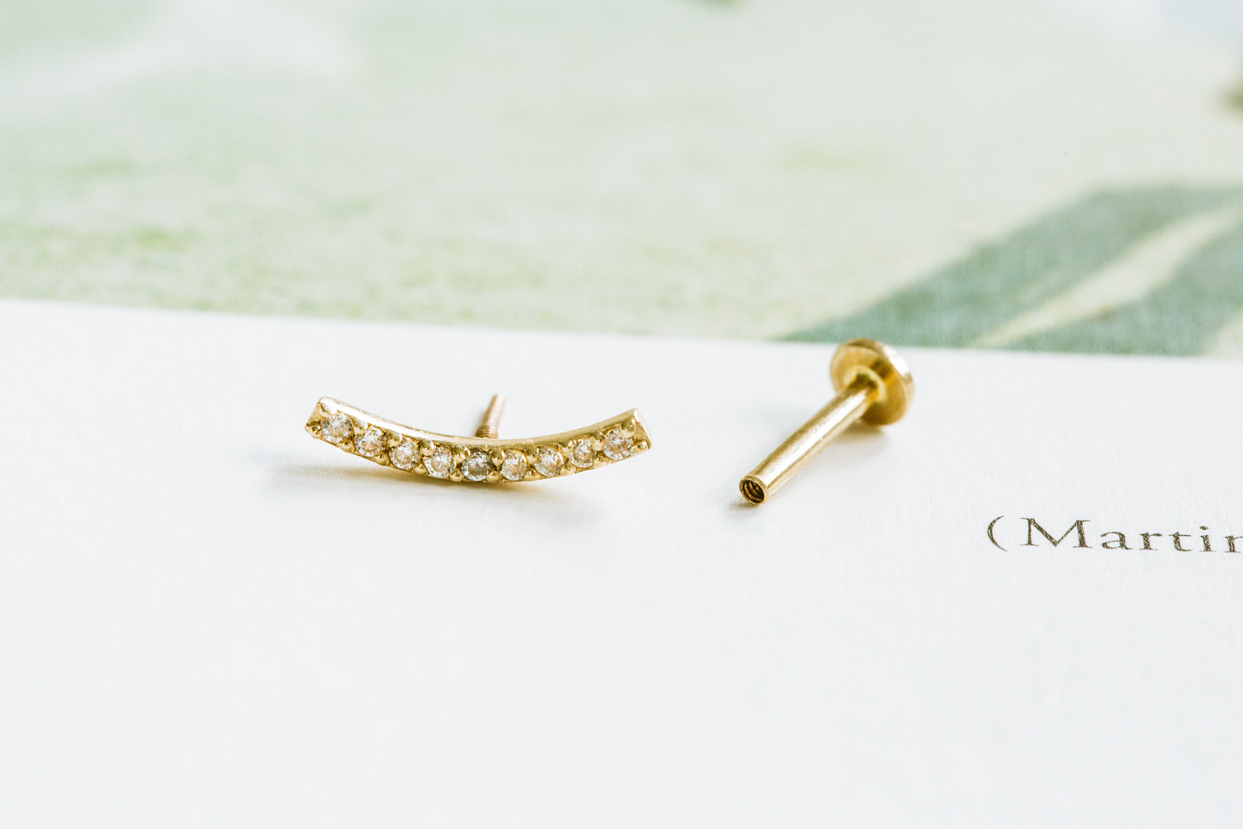 14K金 ゴールド Cz ヘリックス 軟骨 アンチトラガス アウター インナーコンク イヤリング ピアス ラブレット