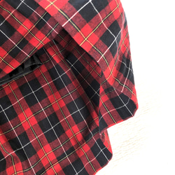 春夏も♫赤チェック限定生地綿麻チェック♡大人可愛タックフレアスカート 赤×黒×イエロー、ホワイトライン 3枚目の画像