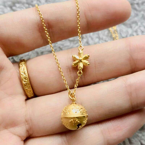 人気商品！！ 【美品】復古風のネックレス18 K黄金鈴雪のペンダント