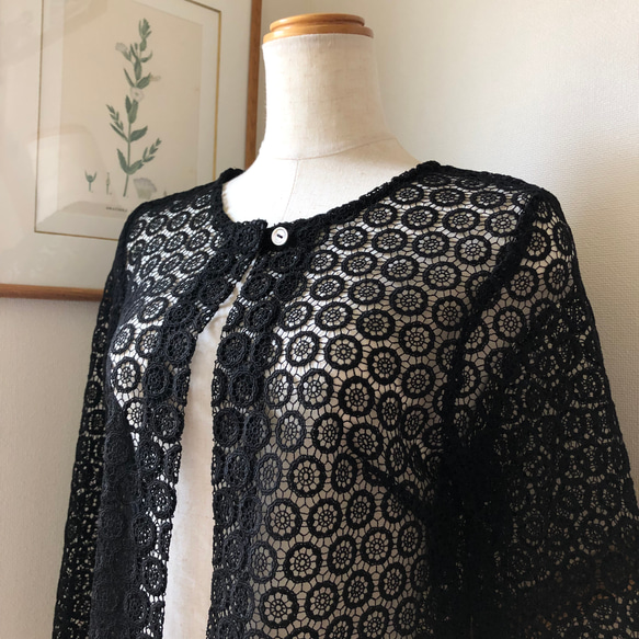 夏の羽織ものに】レースボレロ 七分袖/ブラック 9号のみ ボレロ