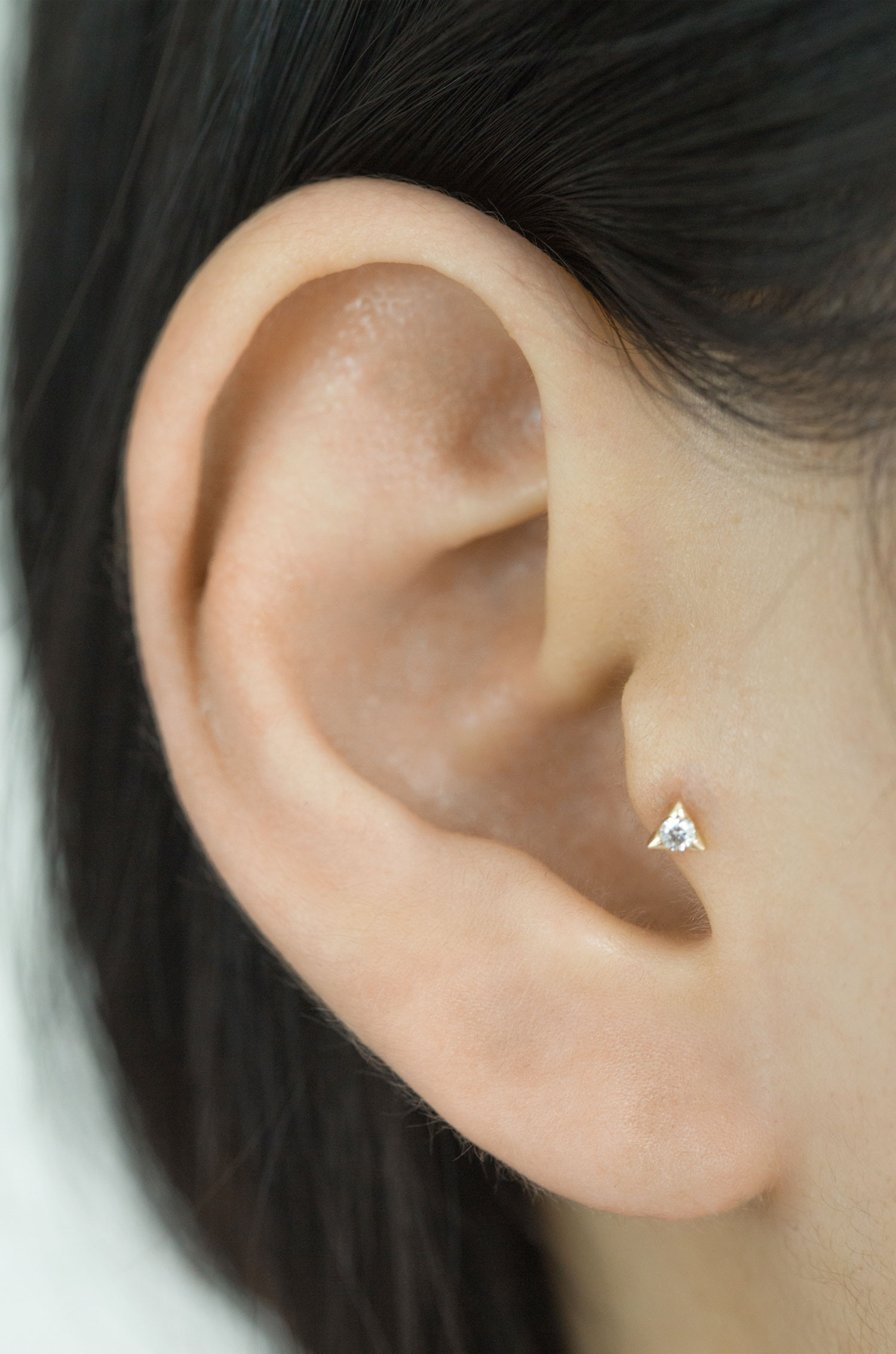 14K金 ゴールド Cz ヘリックス 軟骨 アンチトラガス アウター インナーコンク イヤリング ピアス ラブレット