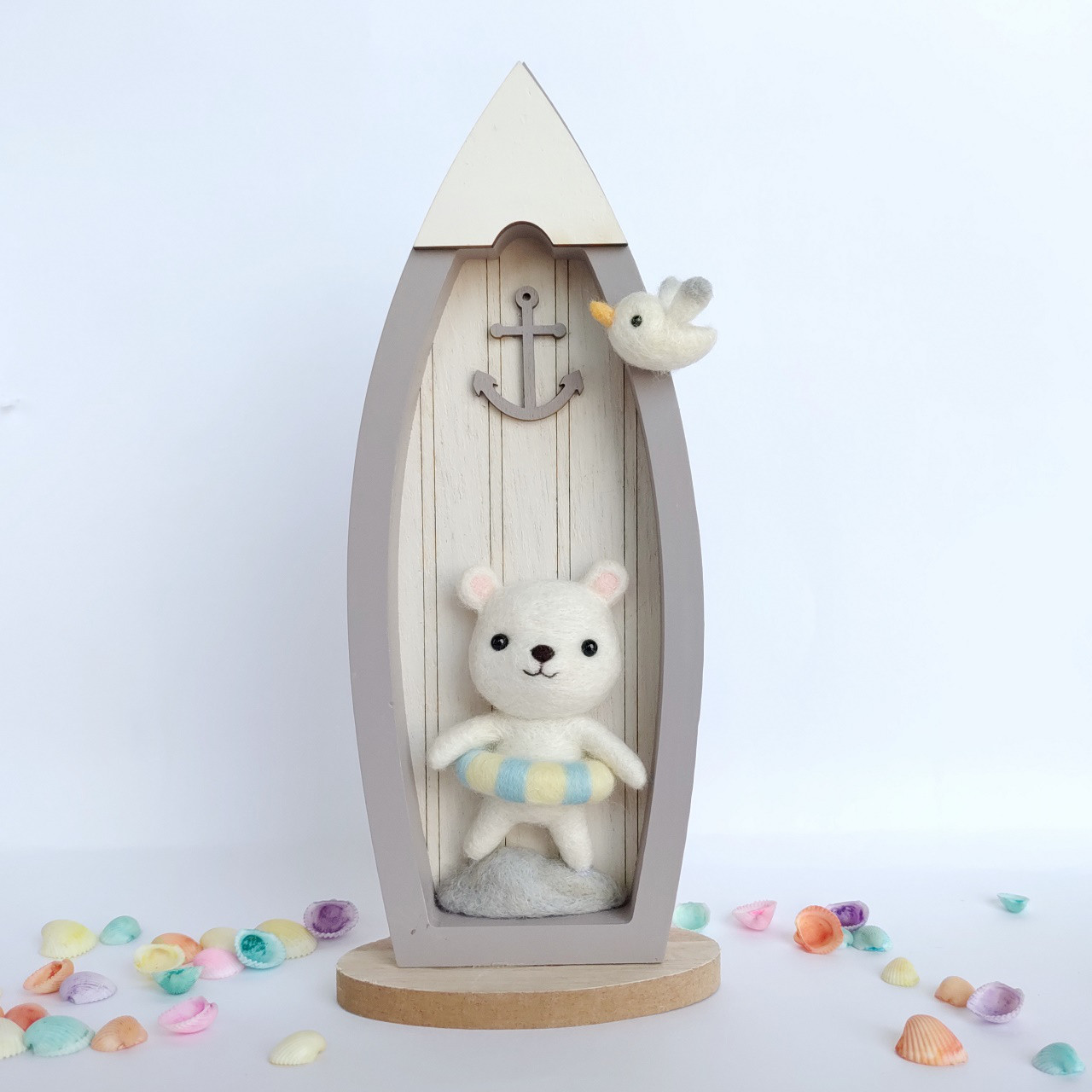 羊毛フェルト 浮き輪でぷかぷか.° 動物さん5点セット ぬいぐるみ 夏 作家 羊毛フェルト 浮き輪でぷかぷか.° 動物さん5点セット ぬいぐるみ