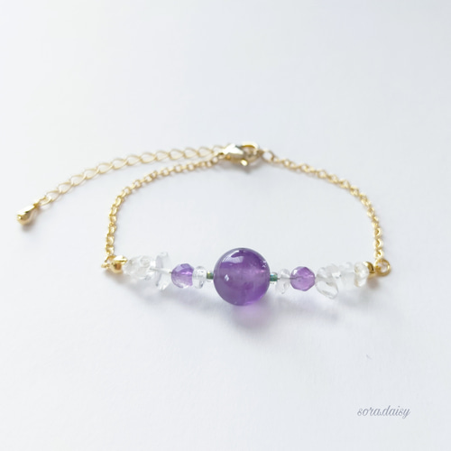 透き通る！綺麗なアメジストのブレスレット！ アメジスト キューブカット ブレスレット 高透明 - メルカリ