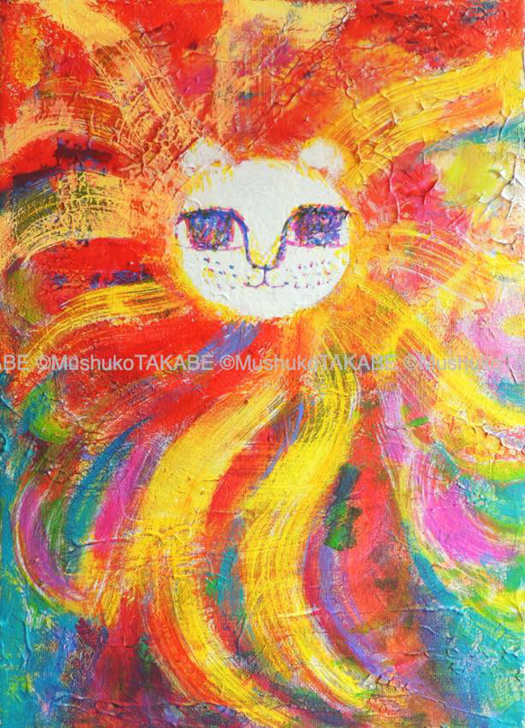 [lion like the sun] #原画 #アート #絵画 1枚目の画像