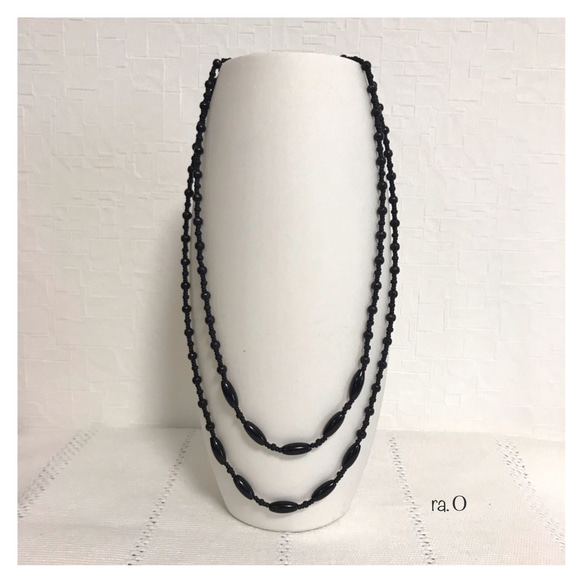 ブラックオニキス』天然石のネックレス 金属アレルギーの方にも安心