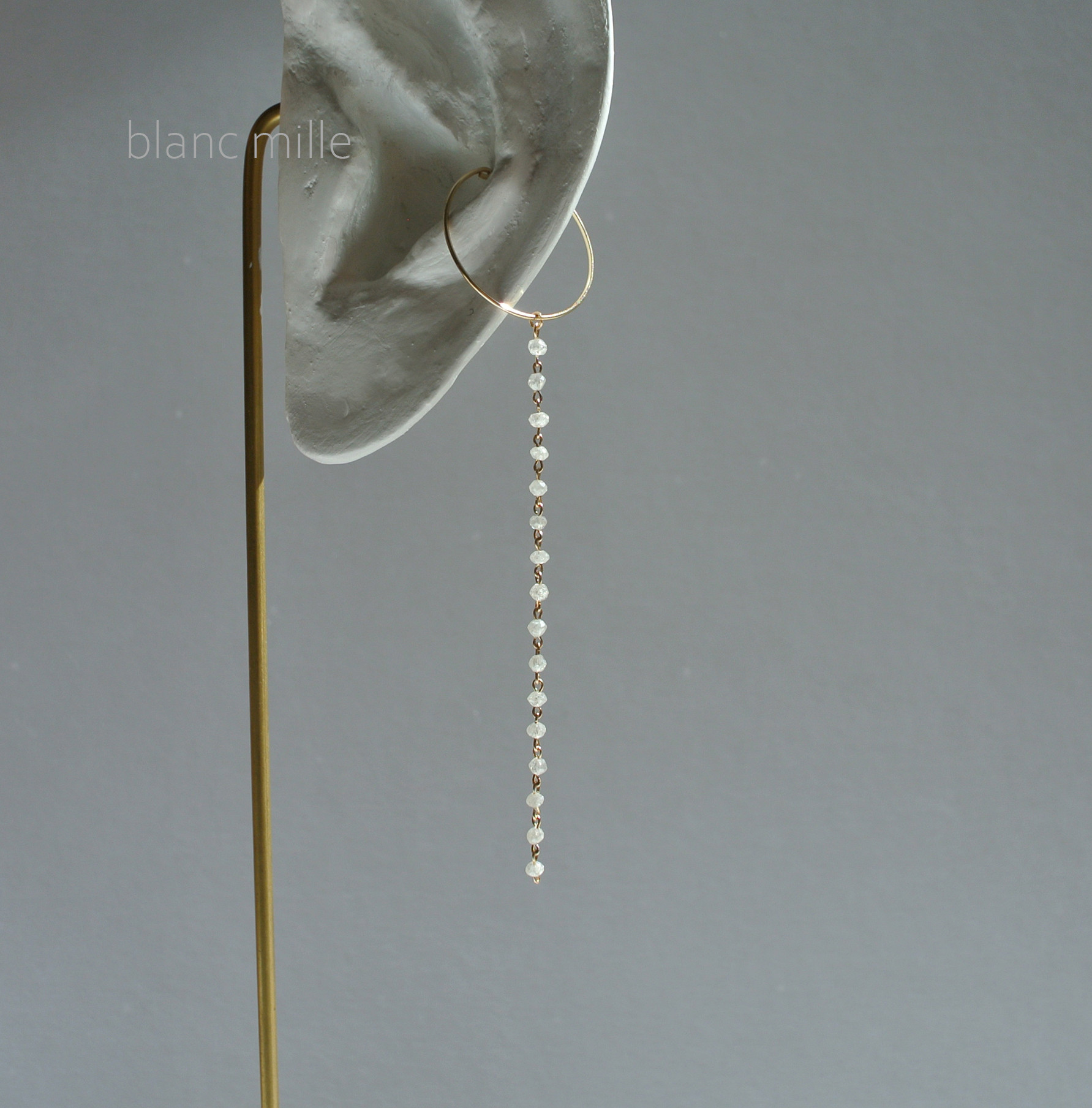 No.1830w○*極小ホワイトダイヤモンド16 K18ロングイヤーカフ○*18金 ダイアモンド