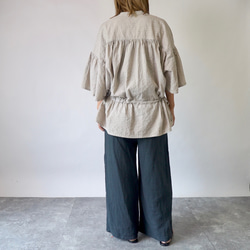 「夏日福袋」Drost 上衣/淺灰色+鑲邊紗布闊腿褲/黑色 第3張的照片