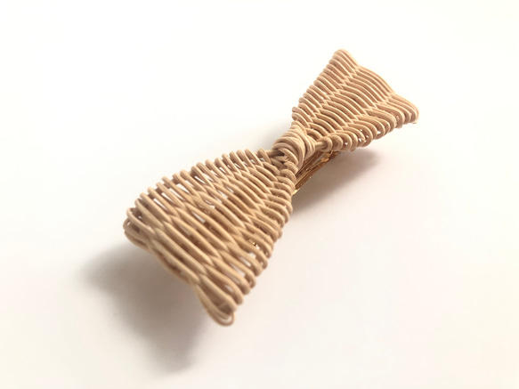 ラタン　籐編みのリボンバレッタ　小 2枚目の画像