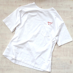 親子でお揃い♪ワンポイント刺繍Tシャツ【ホワイト・名入れ可】ビッグシルエット 親子コーデ リンクコーデ 13枚目の画像