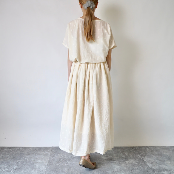 『夏の福袋』ワンピース風セパレートセットアップ/ドット生成り/遠州織物 サイズ