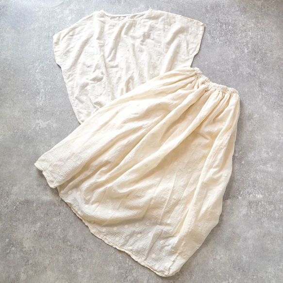 『夏の福袋』ワンピース風セパレートセットアップ/ドット生成り/遠州織物 サイズ