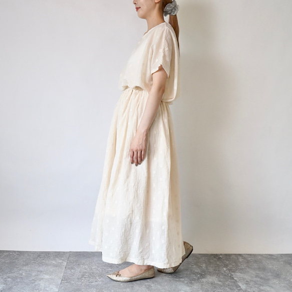 『夏の福袋』ワンピース風セパレートセットアップ/ドット生成り/遠州織物 サイズ