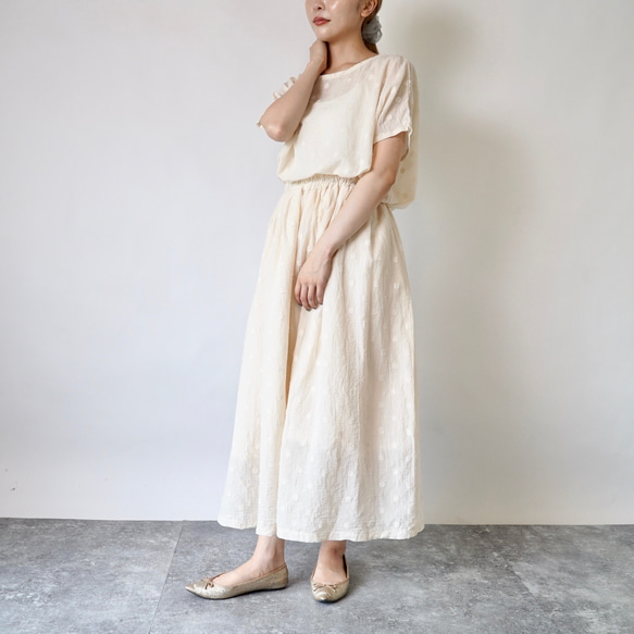 『夏の福袋』ワンピース風セパレートセットアップ/ドット生成り/遠州織物 サイズ