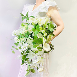 モダンなピンク木蓮ブーケ ウェディング アーティフィシャル