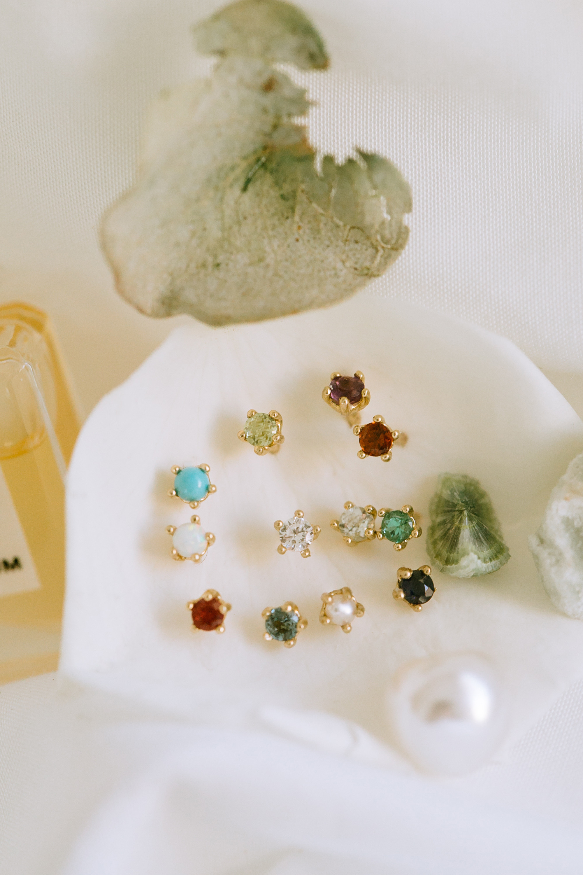 14K金 ゴールド 誕生石 ヘリックス 軟骨 アンチトラガス アウター インナーコンクバーベルイヤリング ピアス