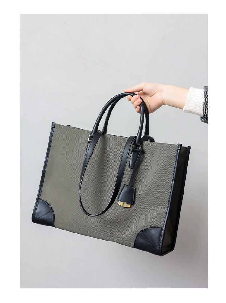 オリジナルデザイン手縫いトートバッグ ナイロン本革ショルダーバッグ