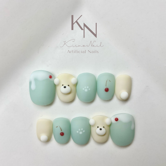 夏だ！くまちゃんネイルチップ／さくらんぼチェリー／しろくま／ソーダ
