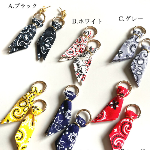 人気 再販】ペイズリー バンダナ タッセル ゴールド ピアス ピアス