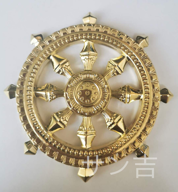 仏教法器 真言宗 法輪 輪宝 密教法具 チベット 真鍮製 11.5cm A-