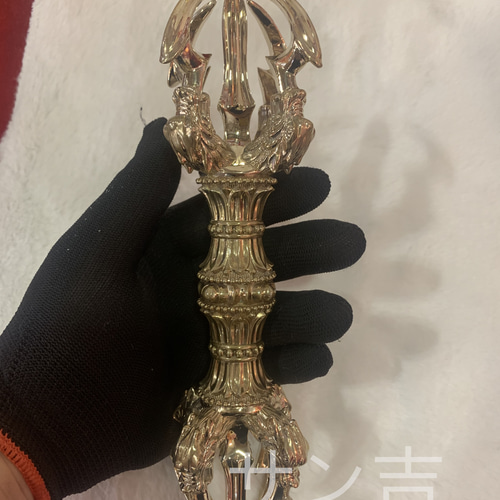 密教法具 四大明王 法器 五鈷杵 金剛杵 真鍮製 22cm