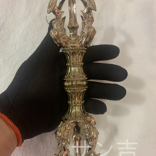 チベット密教法器 四大明王 五鈷杵 金剛杵 真鍮製 vajra 仏教 22cm 
