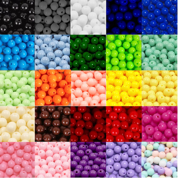 6mm 8mm 10mm 16mm アクリルビーズ 丸 カラフル 原色 パステル ミルキー 穴あり 2枚目の画像