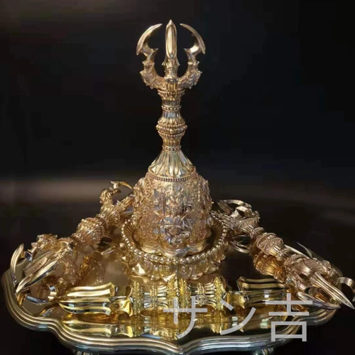 密教法具 真言宗 法器セット 金剛鈴·金剛盤·独鈷杵·三鈷杵·五鈷杵 真鍮製 513jo5baUUL._AC_UF894,