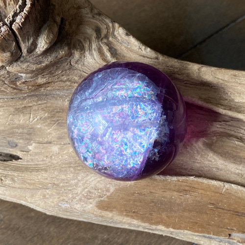 フローライト スフィア 天然石 置物2 母岩付き ミルキーフローライト