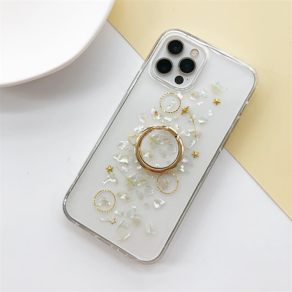 【貝殻】 スマホケース スマホリング iPhone15Pro・Xperia10 V・GalaxyS24ケース 2枚目の画像