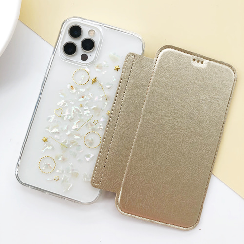 貝殻】手帳型スマホケース 選べる5色 iPhone15/14Pro/SE/13/12 iPhone 