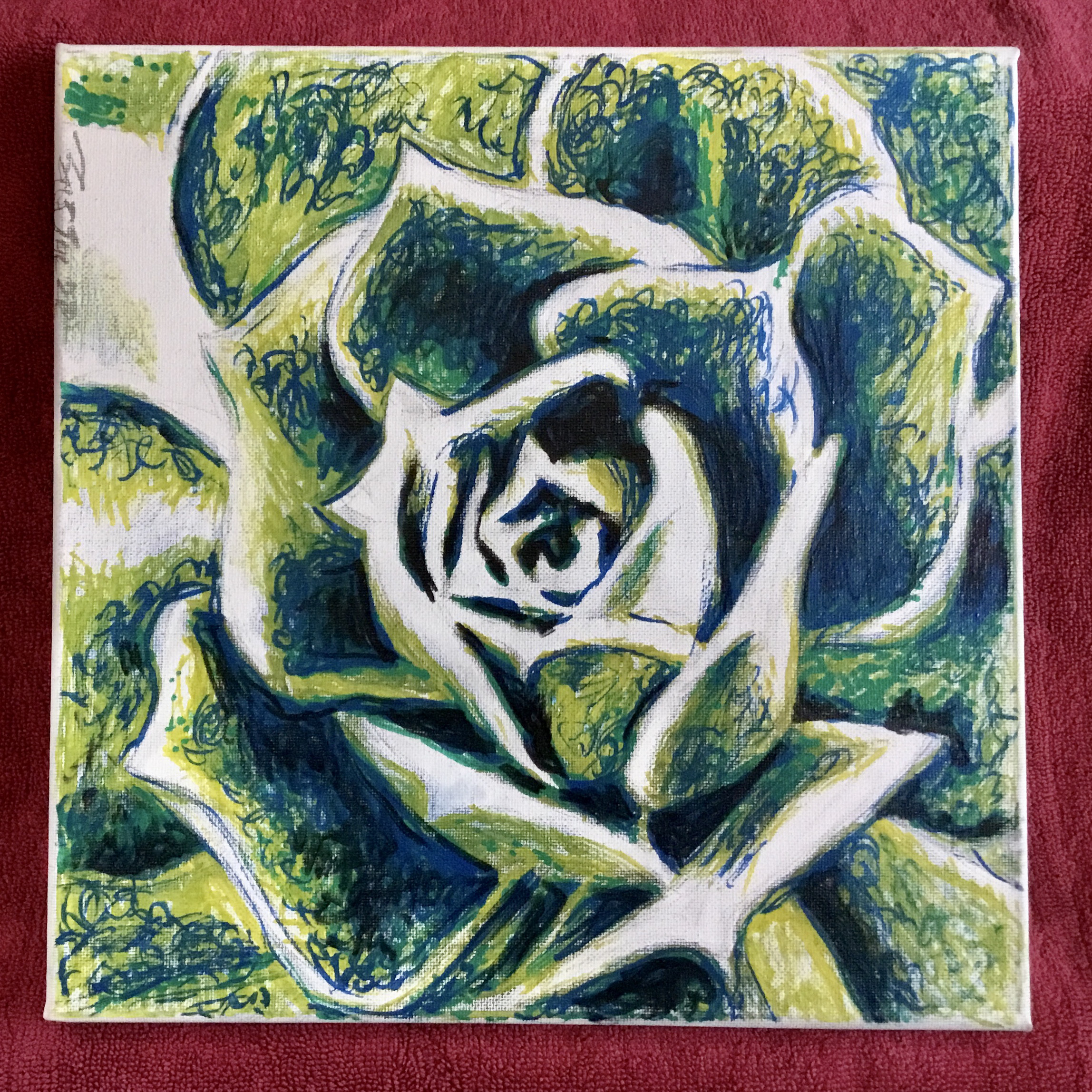 油絵 手作りキャンバスP6号【お花畑】 Ω 絵画
