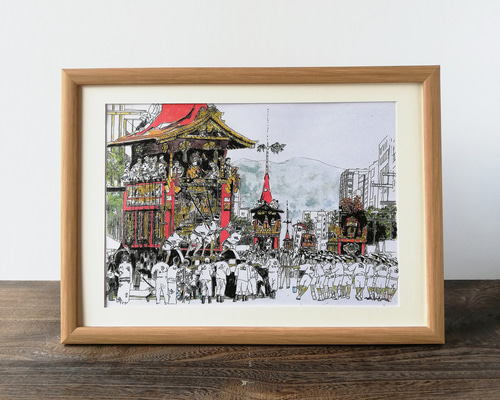 観音崎海岸水彩画 木製フレーム付き 観音崎海岸水彩画 木製フレーム