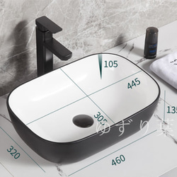セラミック洗面器 洗面器セット ブラック洗面器 蛇口·排水管·台鉢 2枚目の画像