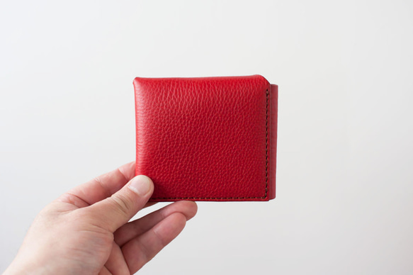 イタリア製牛革のコンパクト財布３ ／ レッド※受注製作 レッド