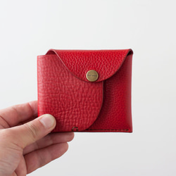 イタリア製牛革のコンパクト財布３ ／ レッド※受注製作 2枚目の画像